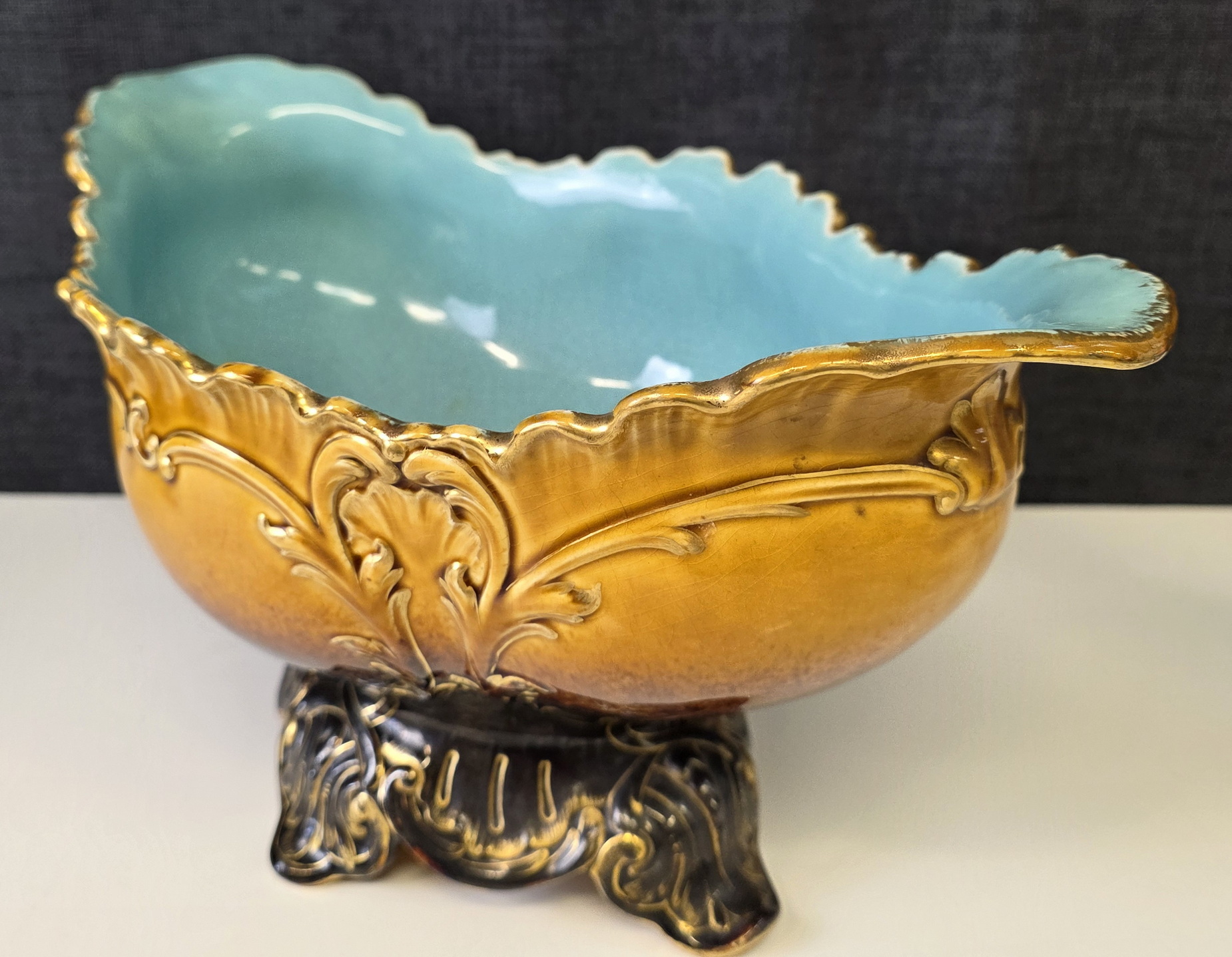 A French Majolica Cache-pot A French Majolica Cache-pot